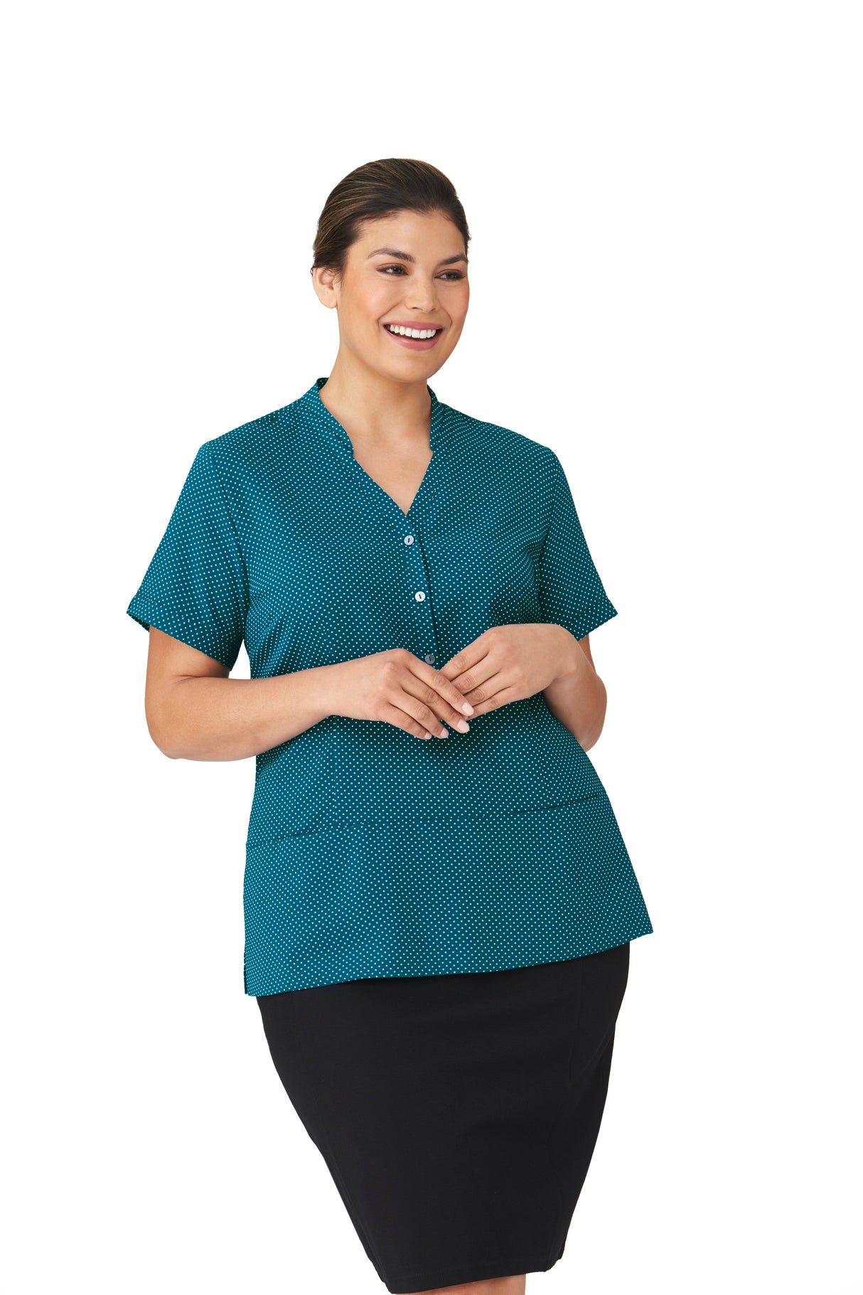 Short Sleeve City-Stretch Spot Tunic