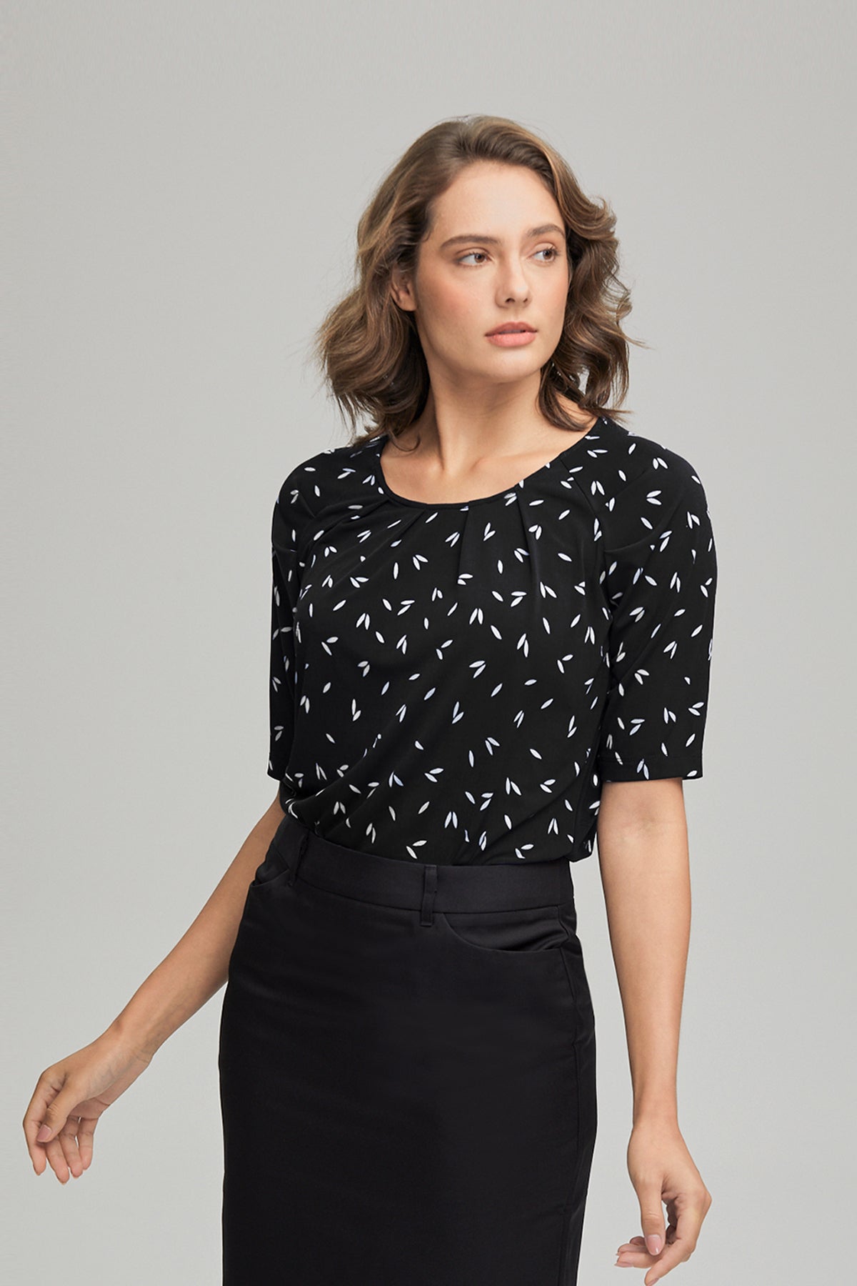 Elbow Sleeve Petal Print Knit