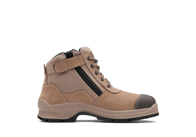 Stone Nubuck Zip Side Ankle Safety Boot