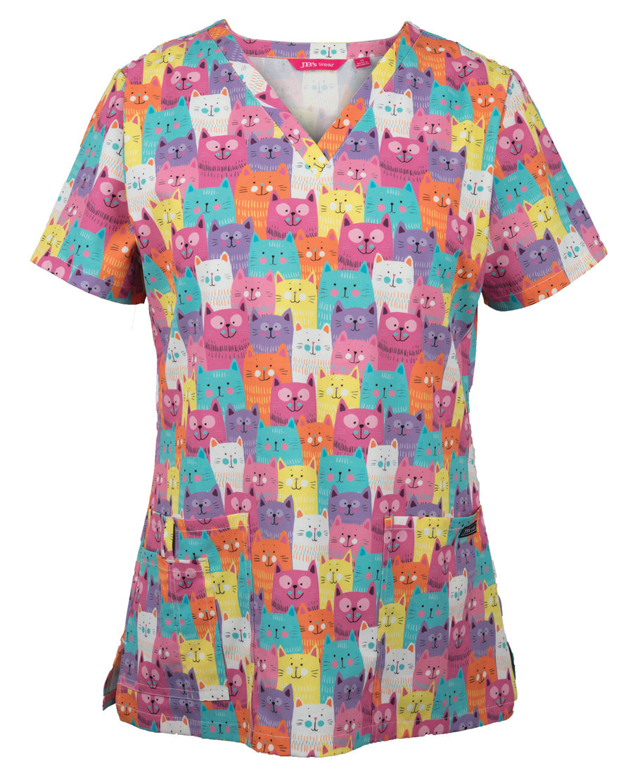 JB's Ladies Scrub Top Printed