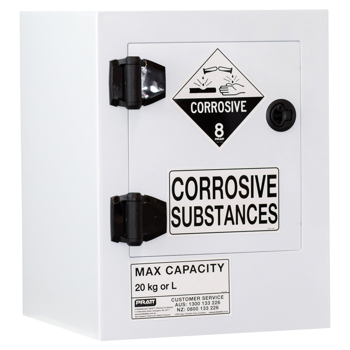 Corrosive Substance Storage Cabinet: Polypropylene - 20L - 1 Door - 1 Shelf