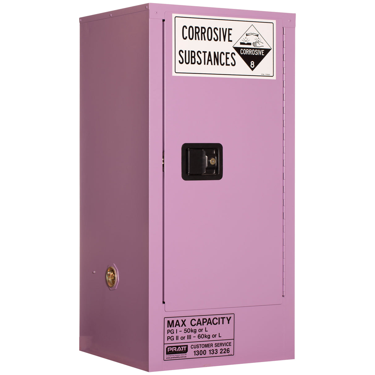 Corrosive Substance Storage Cabinet: Metal - 60L - 1 Door - 2 Shelves