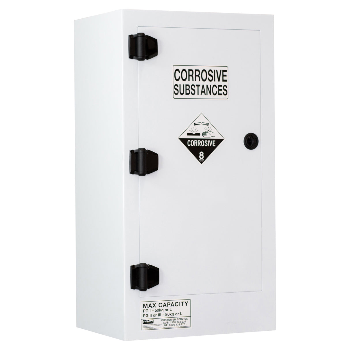 Corrosive Substance Storage Cabinet: Polypropylene - 80L - 1 Door - 2 Shelves