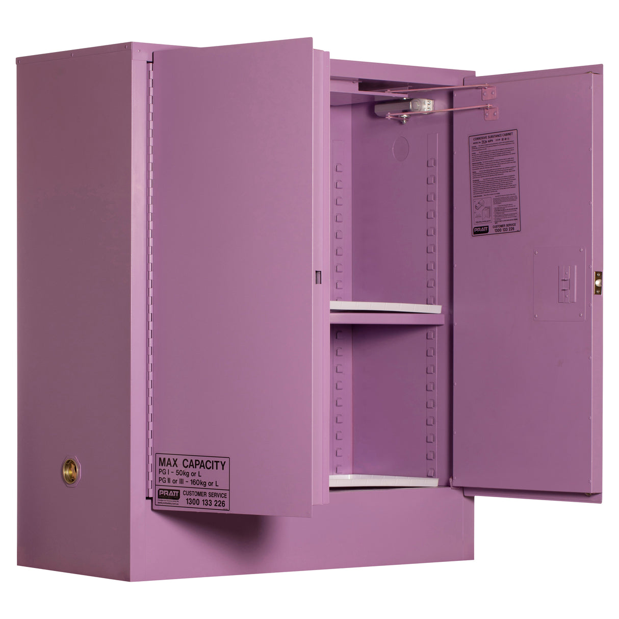Corrosive Substance Storage Cabinet: Metal - 160L - 2 Doors - 2 Shelves