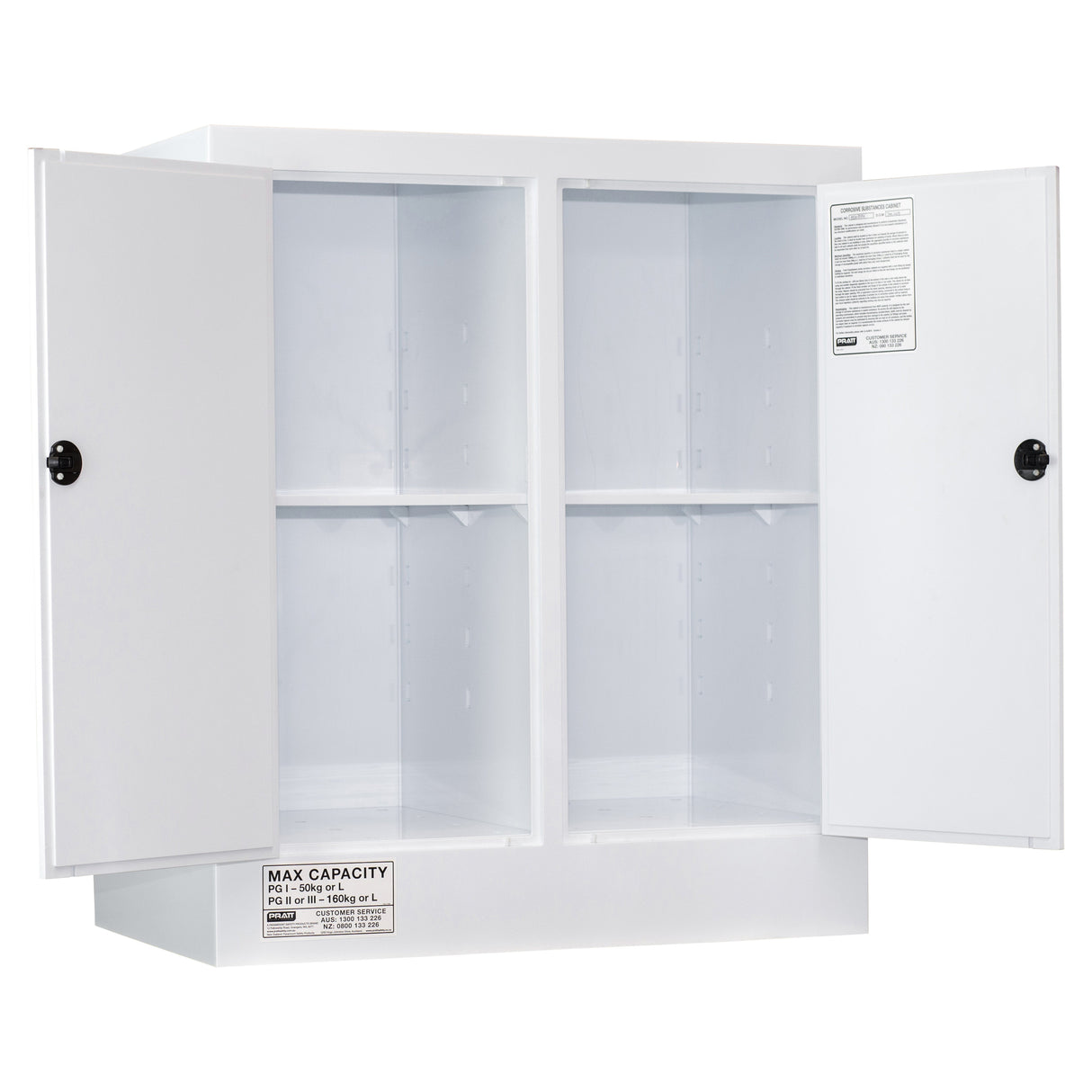 Corrosive Substance Storage Cabinet: Polypropylene - 160L - 2 Doors - 4 Shelves