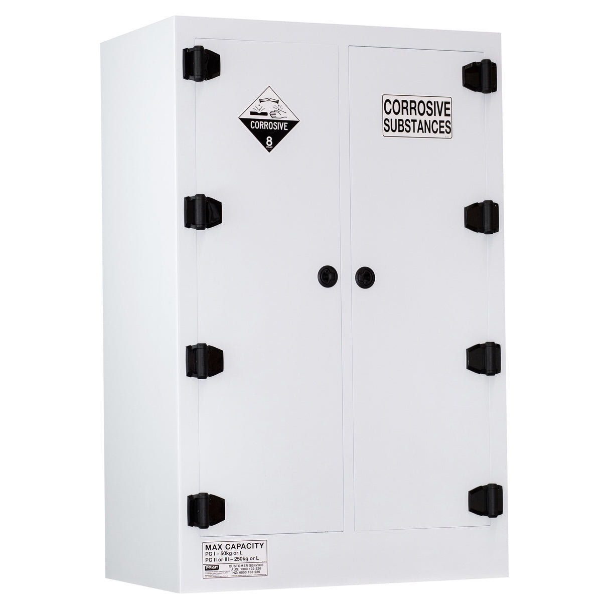 Corrosive Substance Storage Cabinet: Polypropylene - 250L - 2 Doors - 6 Shelves