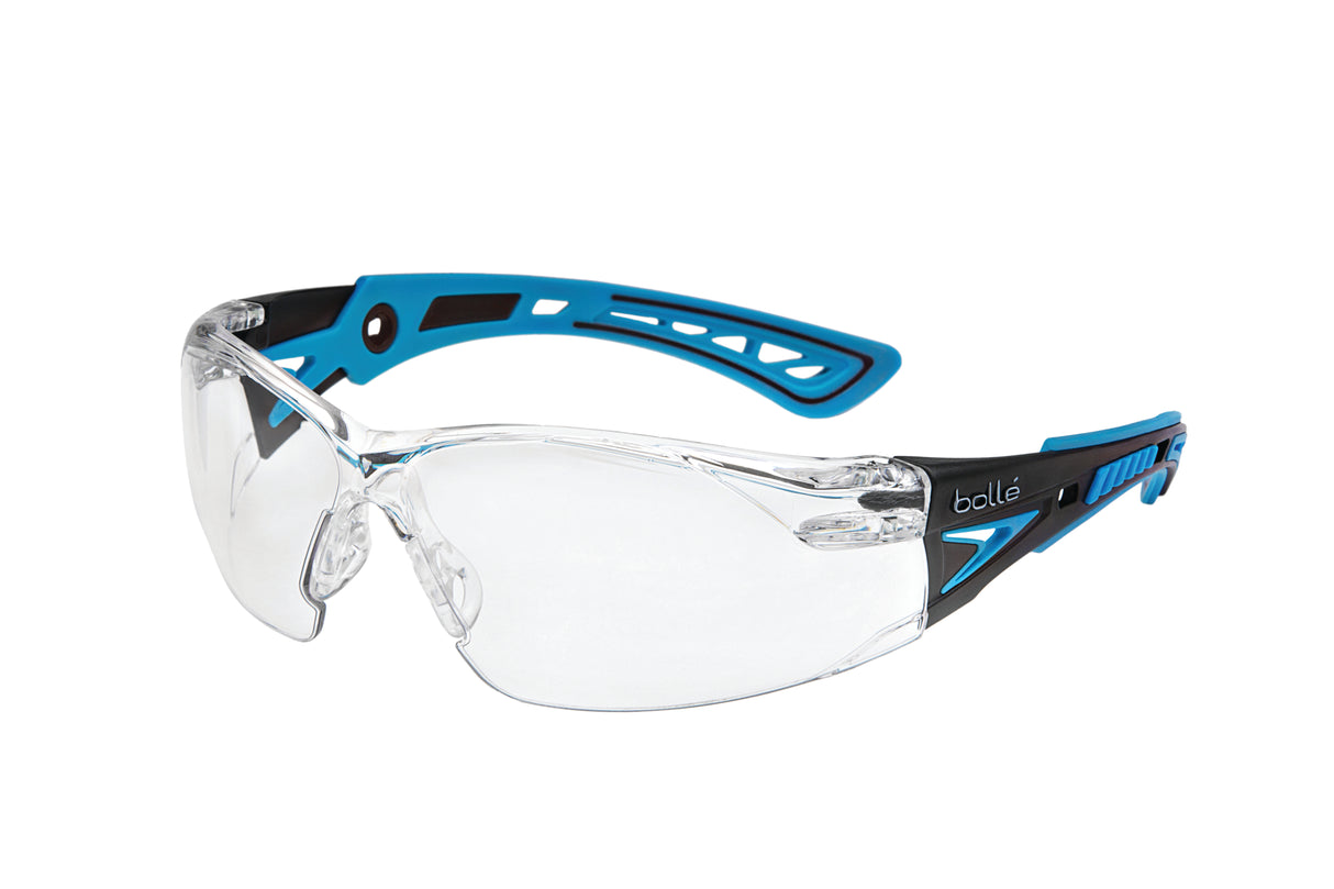 RUSH+ SMALL Black / Blue Temples PLATINUM AS/AF Clear Lens
