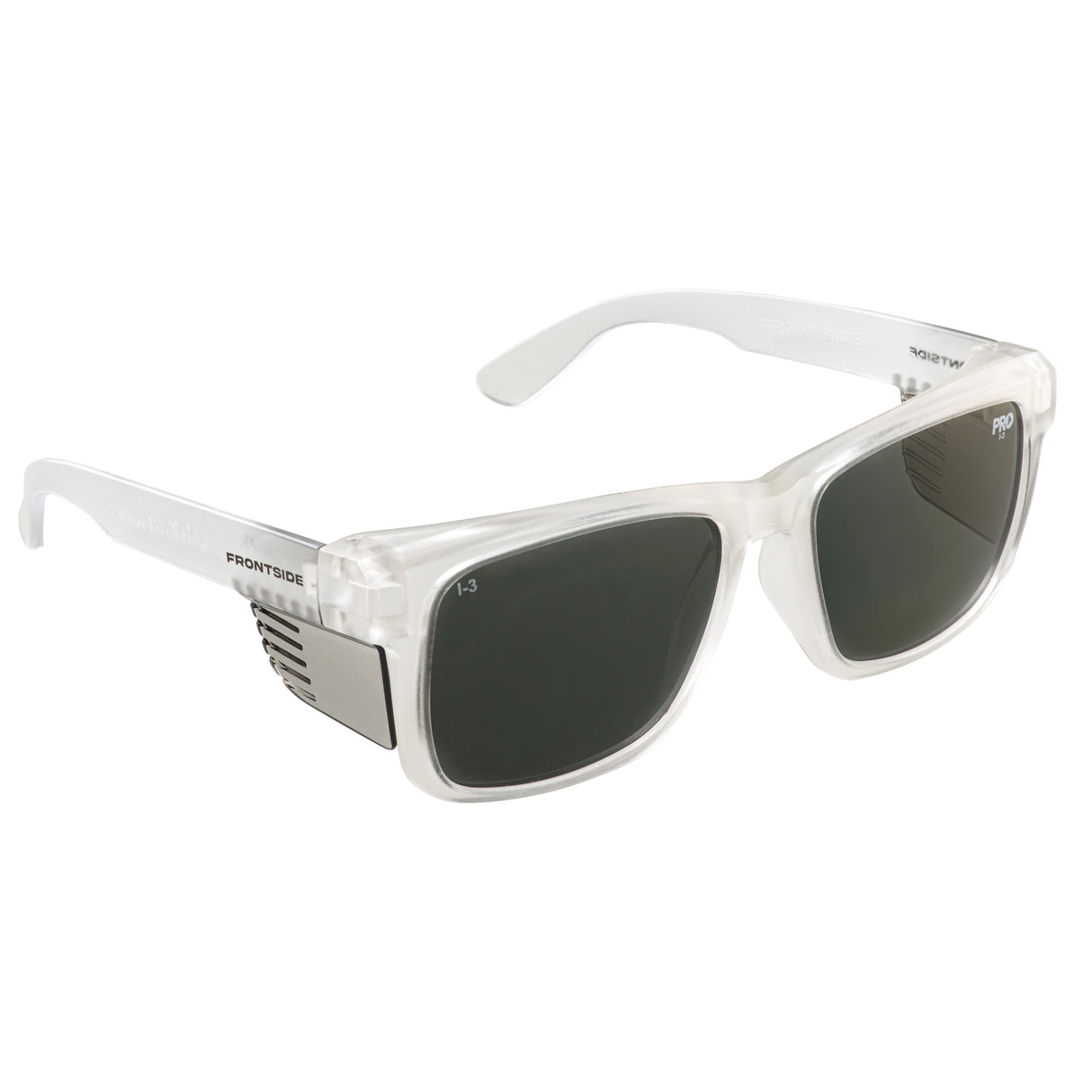 Safety Glasses Frontside Polarised Smoke Lens With Clear Frame