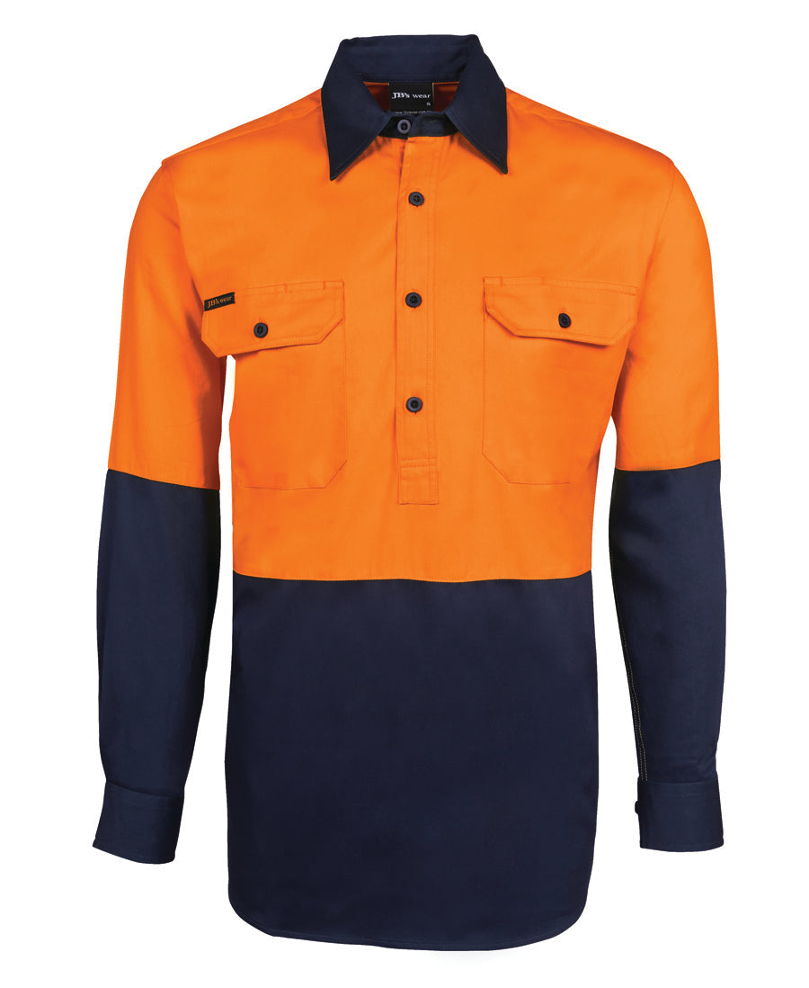 JB's Hi Vis Close Front L/S 190G Shirt
