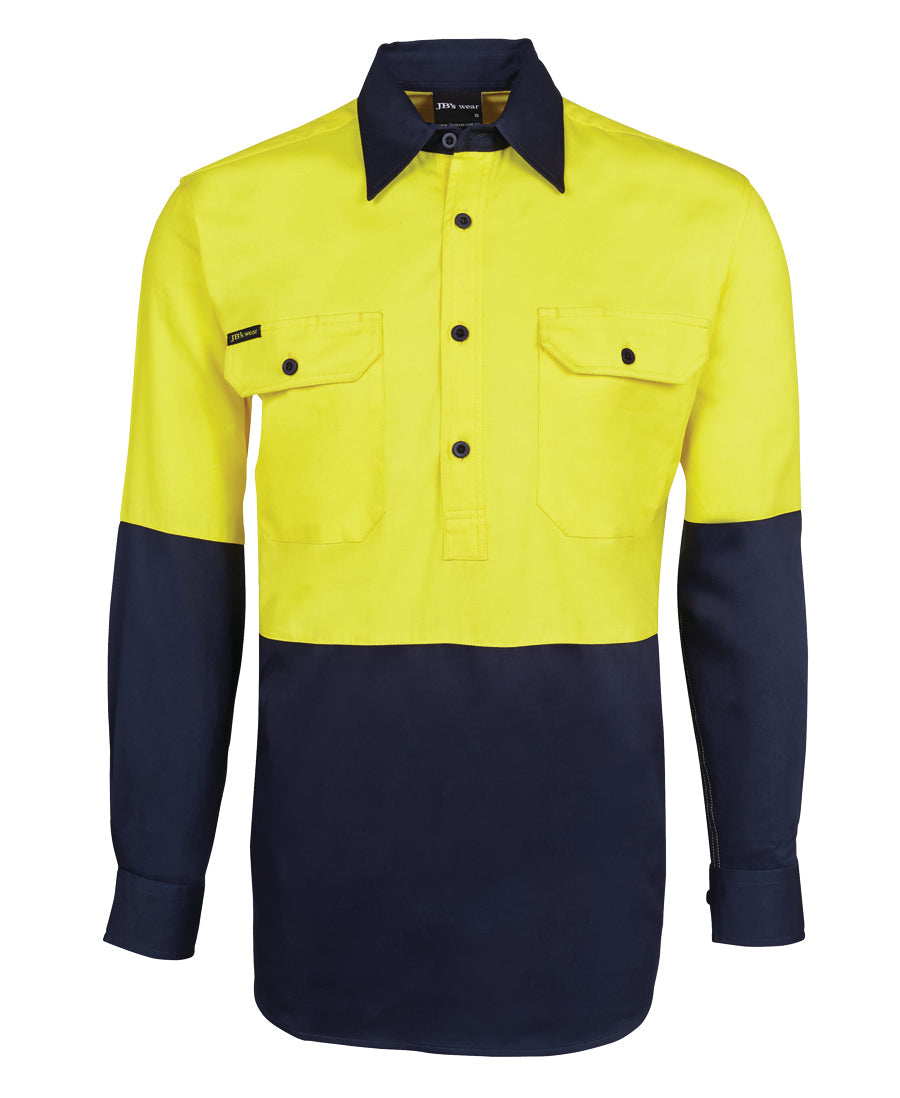 JB's Hi Vis Close Front L/S 190G Shirt