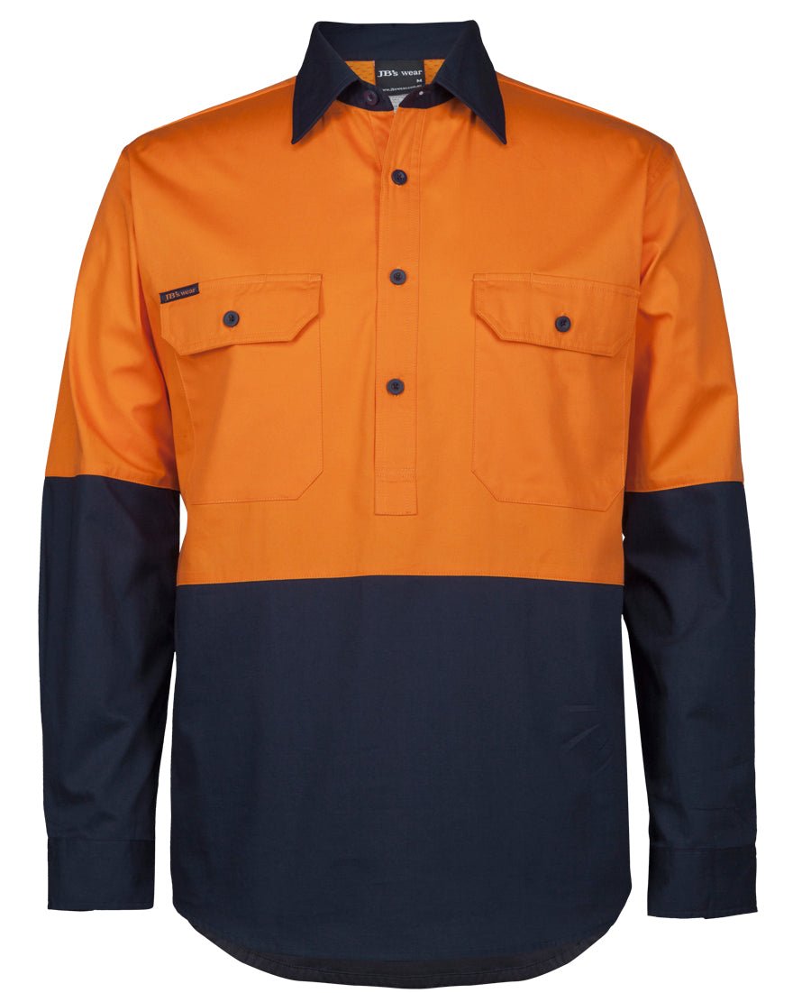 JB's Hi Vis Close Front L/S 150G Work Shirt