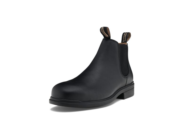 Classic Black Leather Elastic Sided Dress Safety Boot