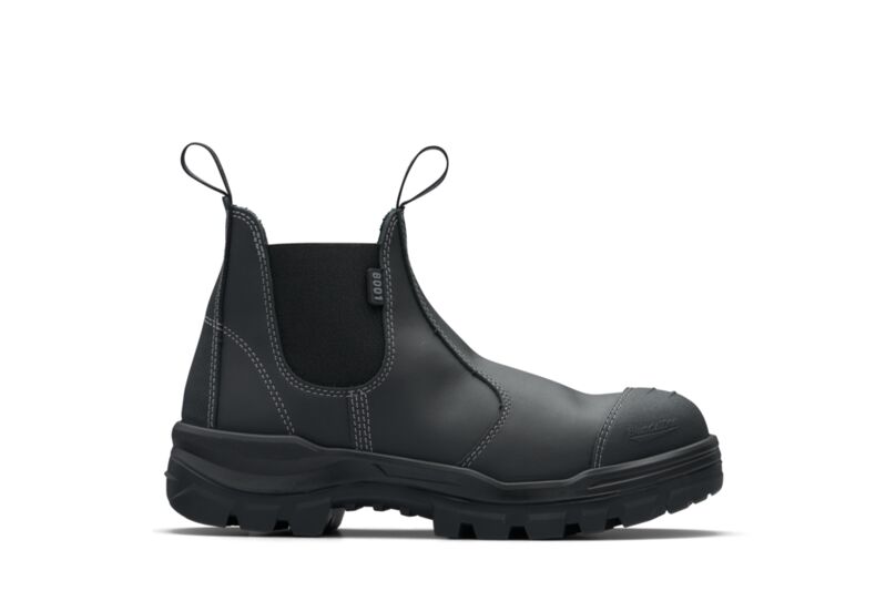 Rotoflex Black Water-Resistant Platinum Leather Elastic Side Safety Boot