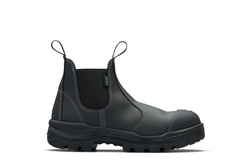 Rotoflex Black Water-Resistant Platinum Leather Elastic Side Safety Boot