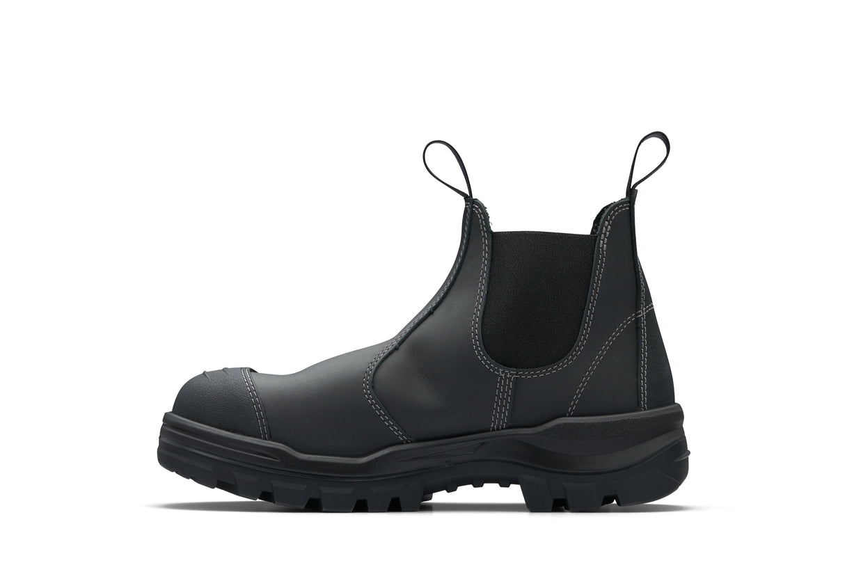 Rotoflex Black Water-Resistant Platinum Leather Elastic Side Safety Boot