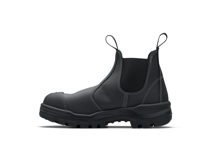 Rotoflex Black Water-Resistant Platinum Leather Elastic Side Safety Boot