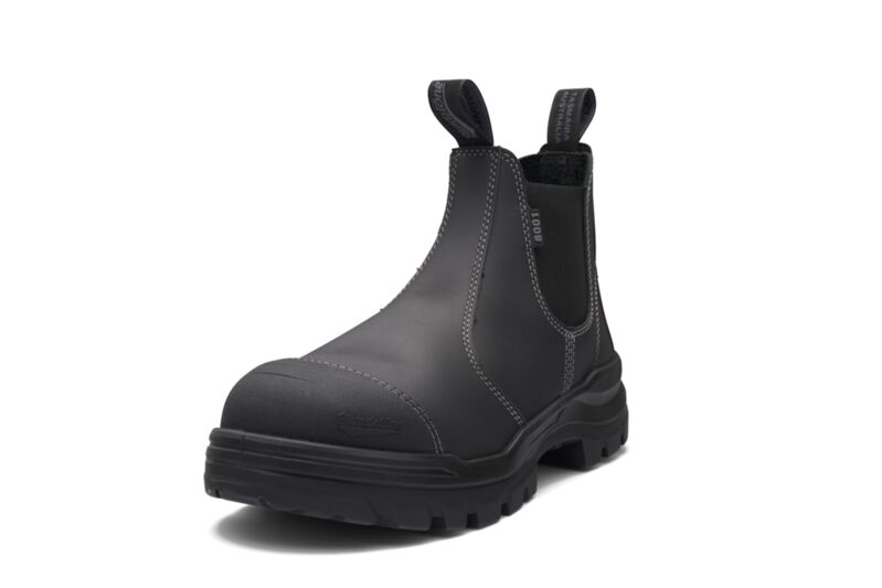 Rotoflex Black Water-Resistant Platinum Leather Elastic Side Safety Boot