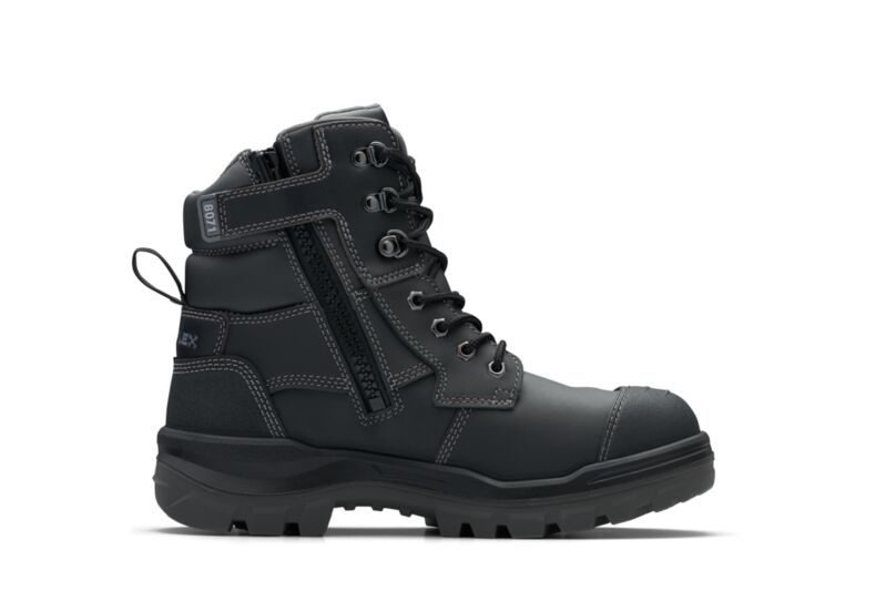Rotoflex Black Water-Resistant Platinum Leather 150mm Zip Sided Safety Boot