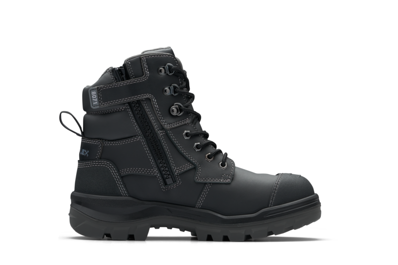 Rotoflex Black Water-Resistant Platinum Leather 150mm Zip Sided Safety Boot