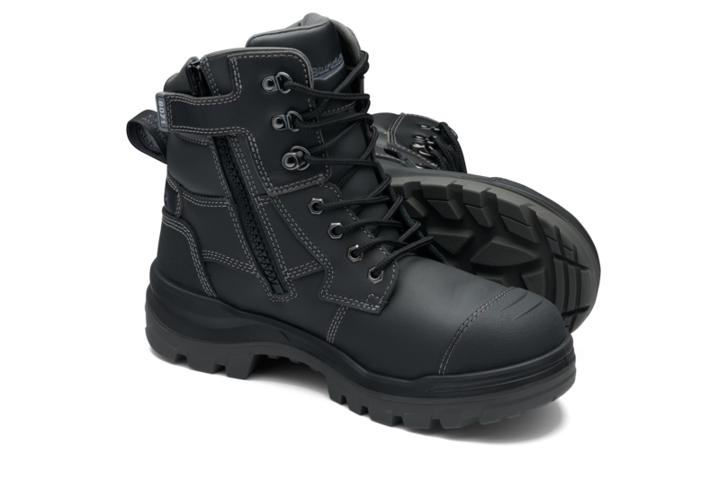 Rotoflex Black Water-Resistant Platinum Leather 150mm Zip Sided Safety Boot