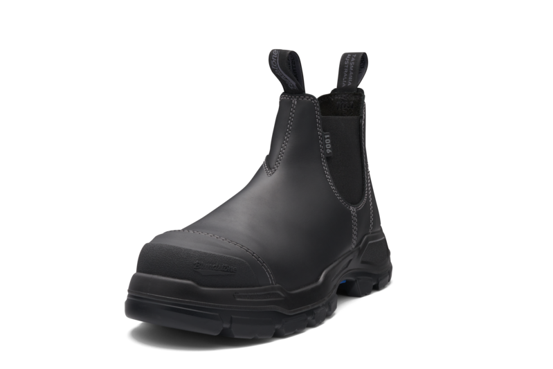 Rotoflex Black Water-Resistant Platinum Leather Elastic Side Safety Boot