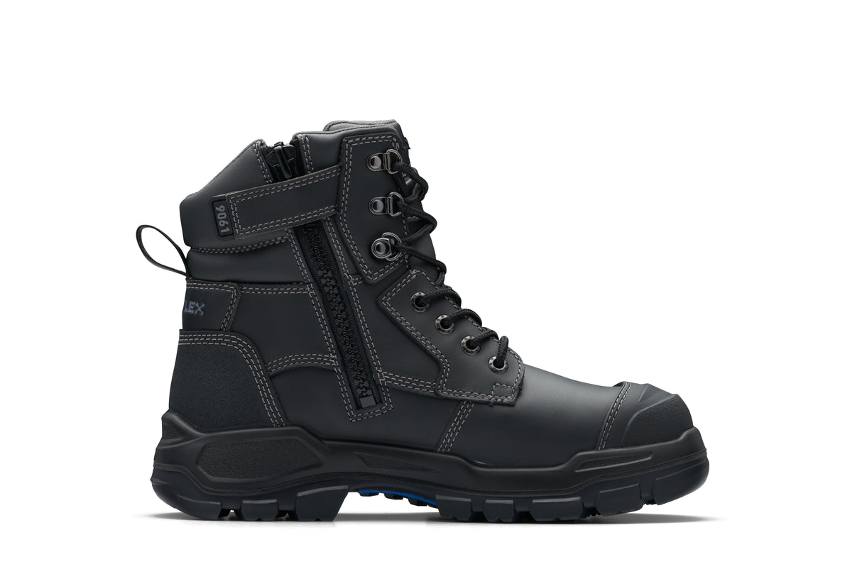 Rotoflex Black Water-Resistant Platinum Leather 150mm Zip Sided Safety Boot