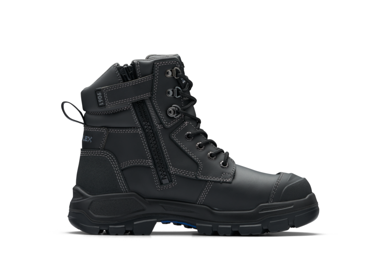 Rotoflex Black Water-Resistant Platinum Leather 150mm Zip Sided Safety Boot
