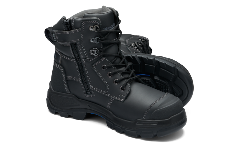 Rotoflex Black Water-Resistant Platinum Leather 150mm Zip Sided Safety Boot