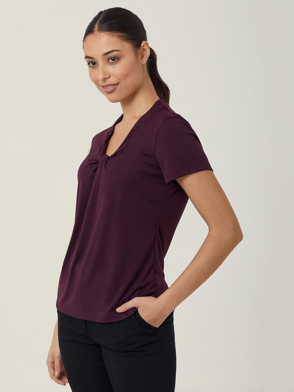 NNT Matt Jersey Twist Neck Short Sleeve Top