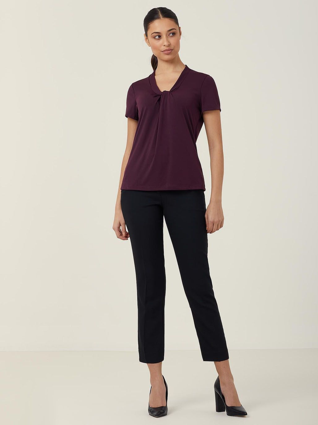 NNT Matt Jersey Twist Neck Short Sleeve Top