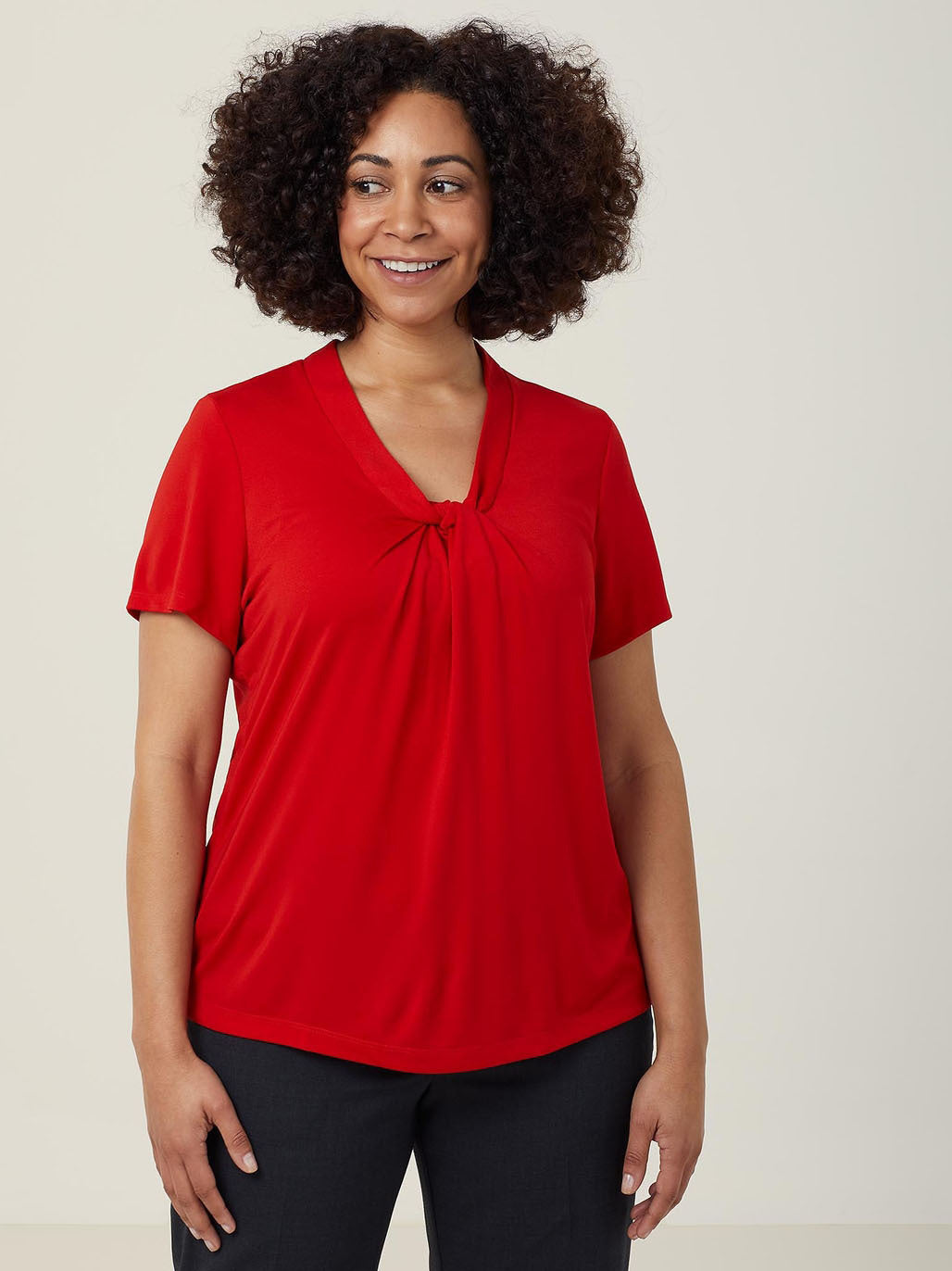 NNT Matt Jersey Twist Neck Short Sleeve Top