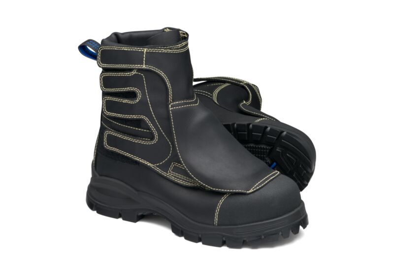 Black Flame Retardant Leather Smelter Boot With Metatarsal Guard - 230mm Height