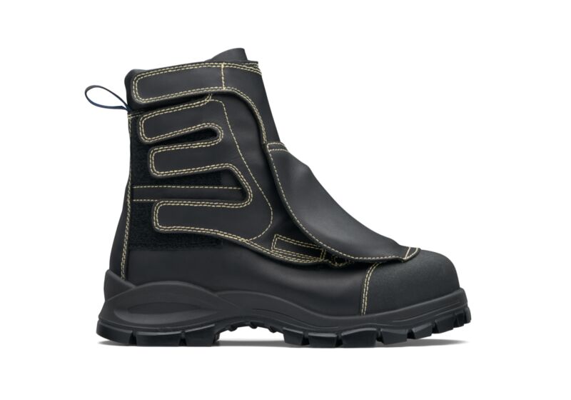 Black Flame Retardant Leather Smelter Boot With Metatarsal Guard - 230mm Height