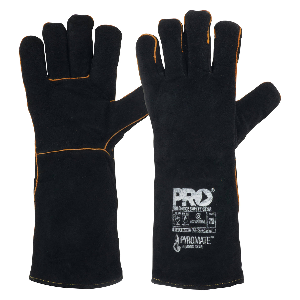 Pyromate Black Jack - Black & Gold Glove Large (6 Pair)