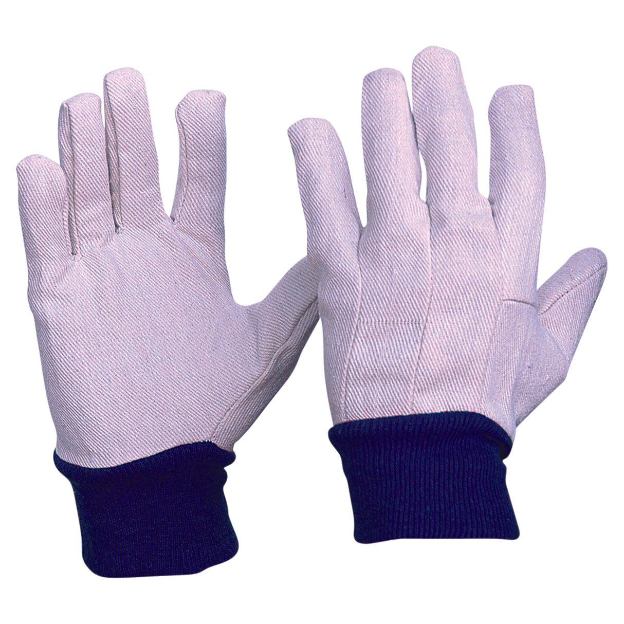 Cotton Drill Blue Knit Wrist Gloves Men's Size (12 Pair)