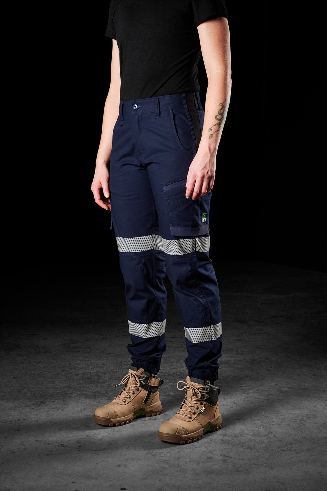 Womens Reflective Cuffed Stretch Ripstop Work Pants