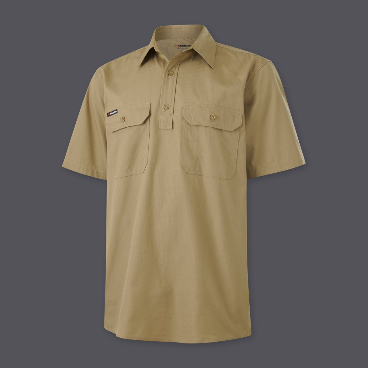 KingGee Mens Workcool Vented Closed Front Shirt Short Sleeve