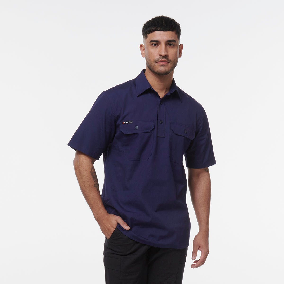 KingGee Mens Workcool Vented Closed Front Shirt Short Sleeve