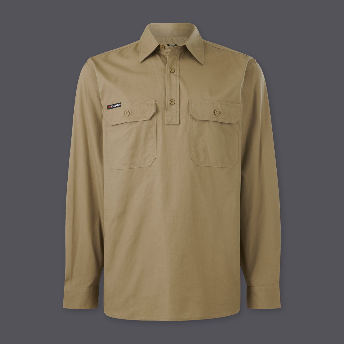 KingGee Mens Workcool Vented Closed Front Shirt Long Sleeve