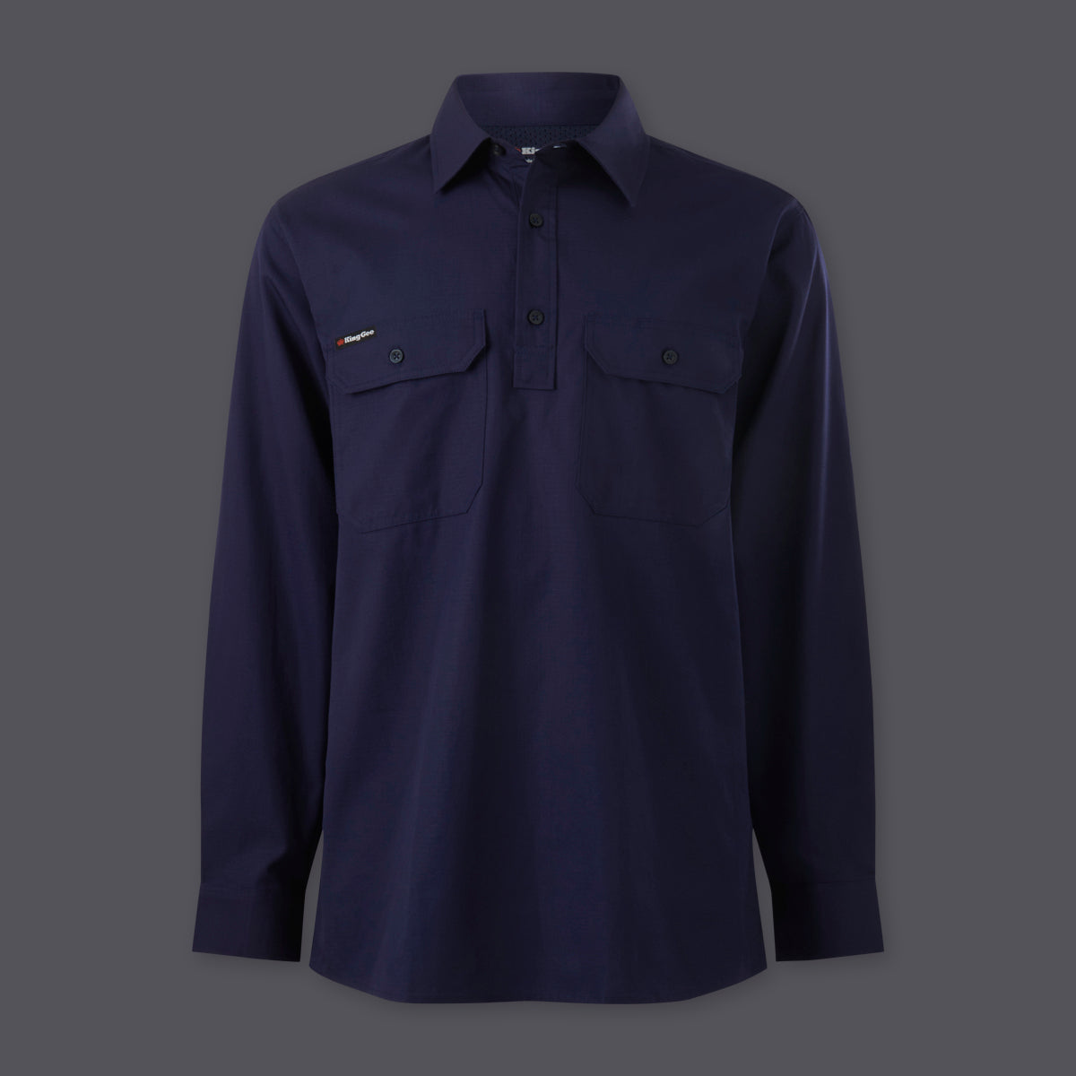 KingGee Mens Workcool Vented Closed Front Shirt Long Sleeve