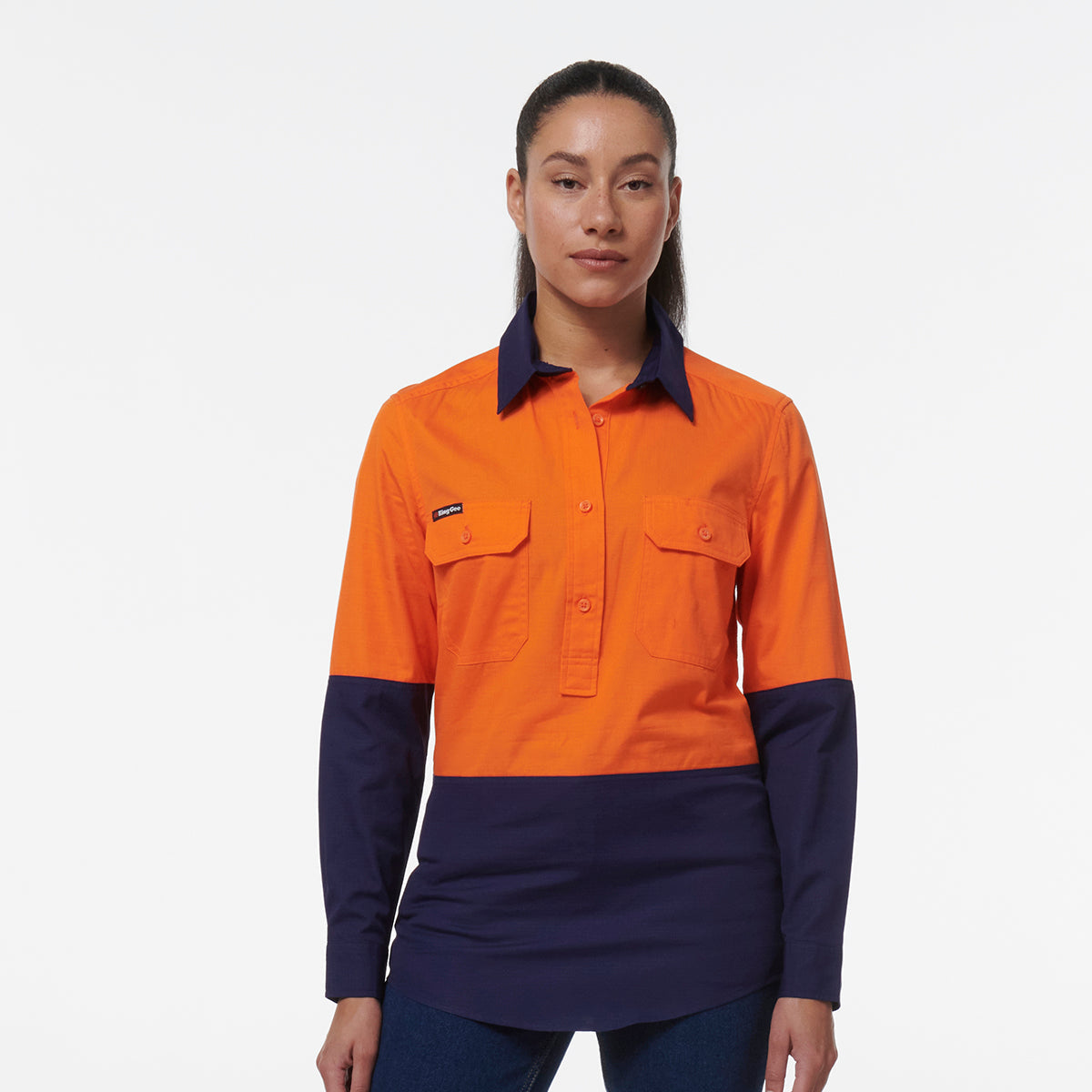 KingGee Womens Workcool Vented Closed Front Spliced Shirt