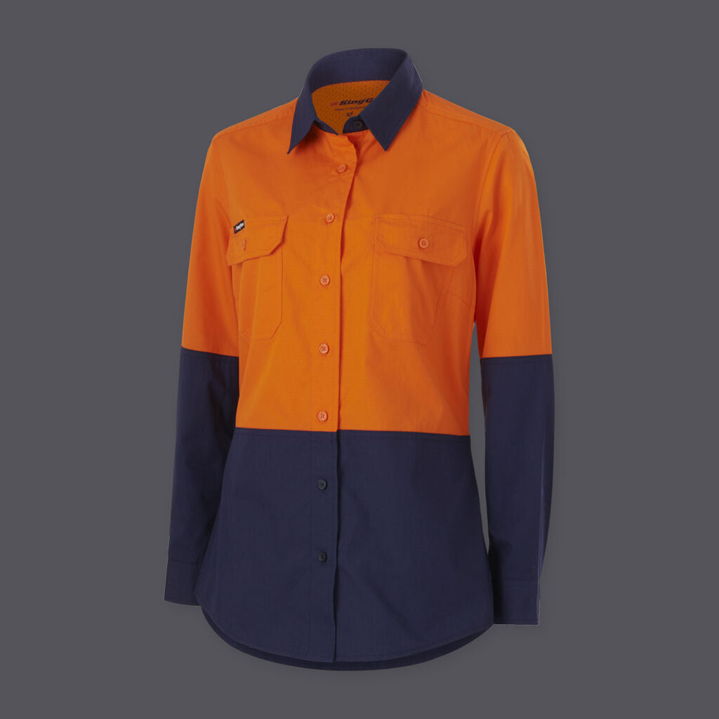 KingGee Womens Workcool Vented Spliced Shirt Long Sleeve