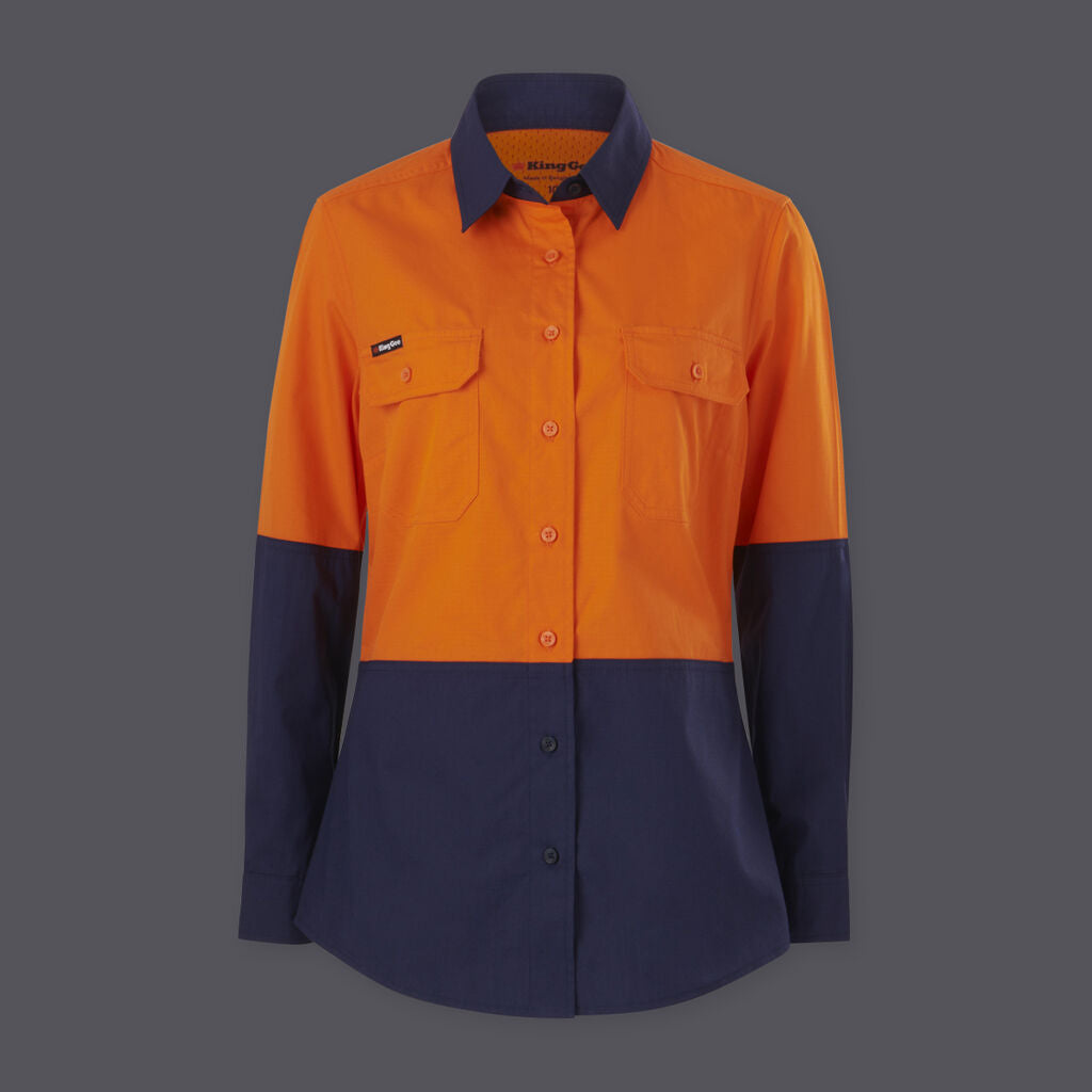 KingGee Womens Workcool Vented Spliced Shirt Long Sleeve
