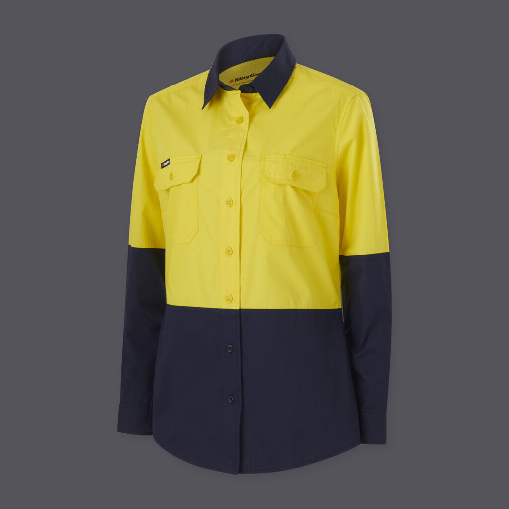 KingGee Womens Workcool Vented Spliced Shirt Long Sleeve