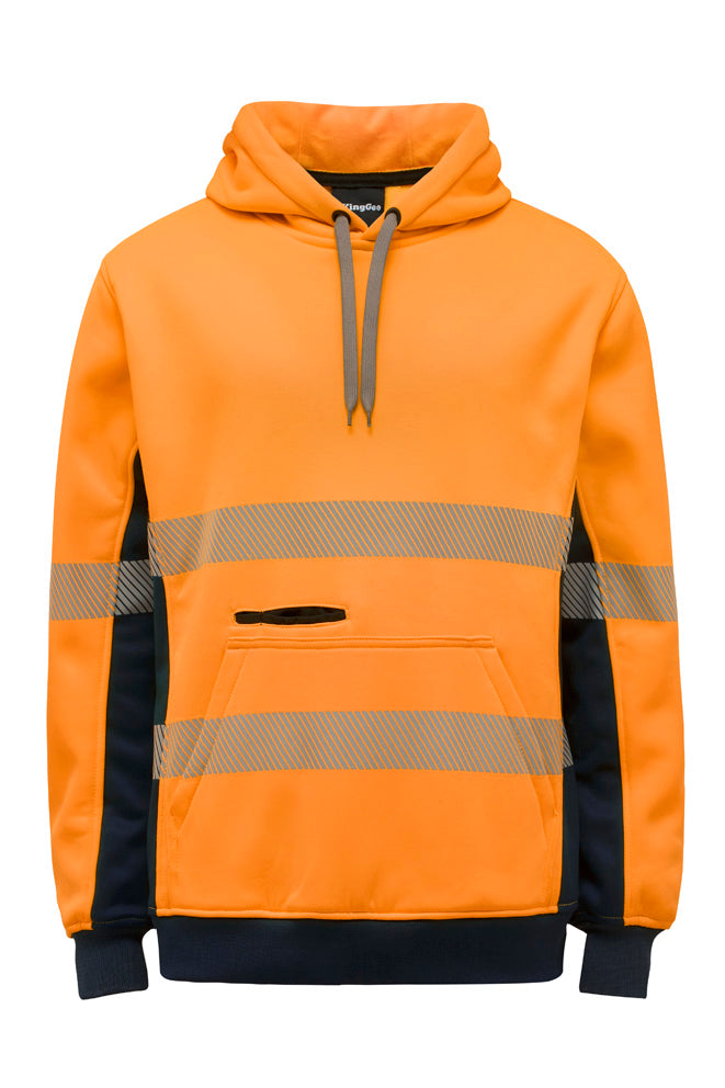 KingGee Mens Hi Vis Refelctive Pull Over Hoodie