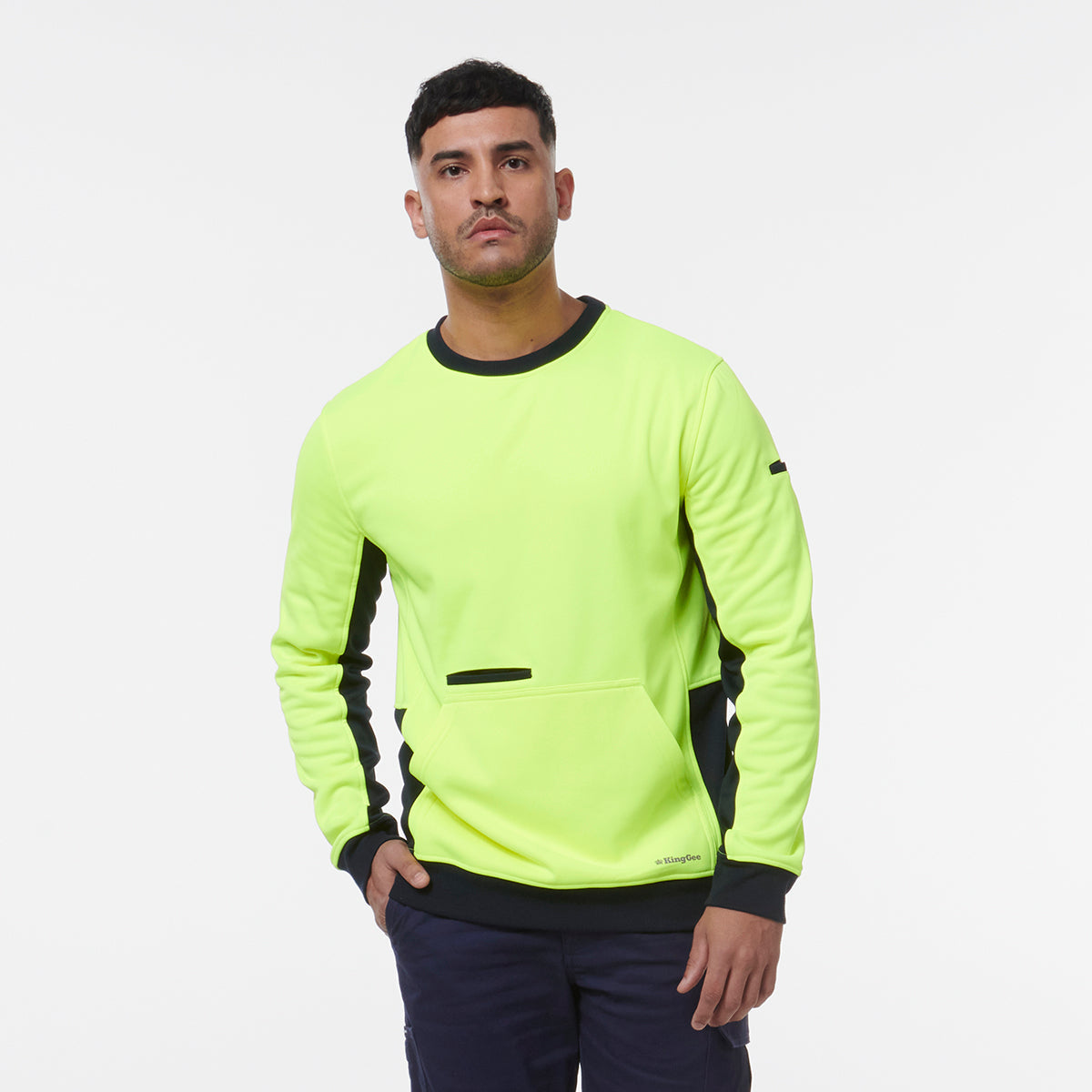 KingGee Hi Vis Crew Neck Fleece