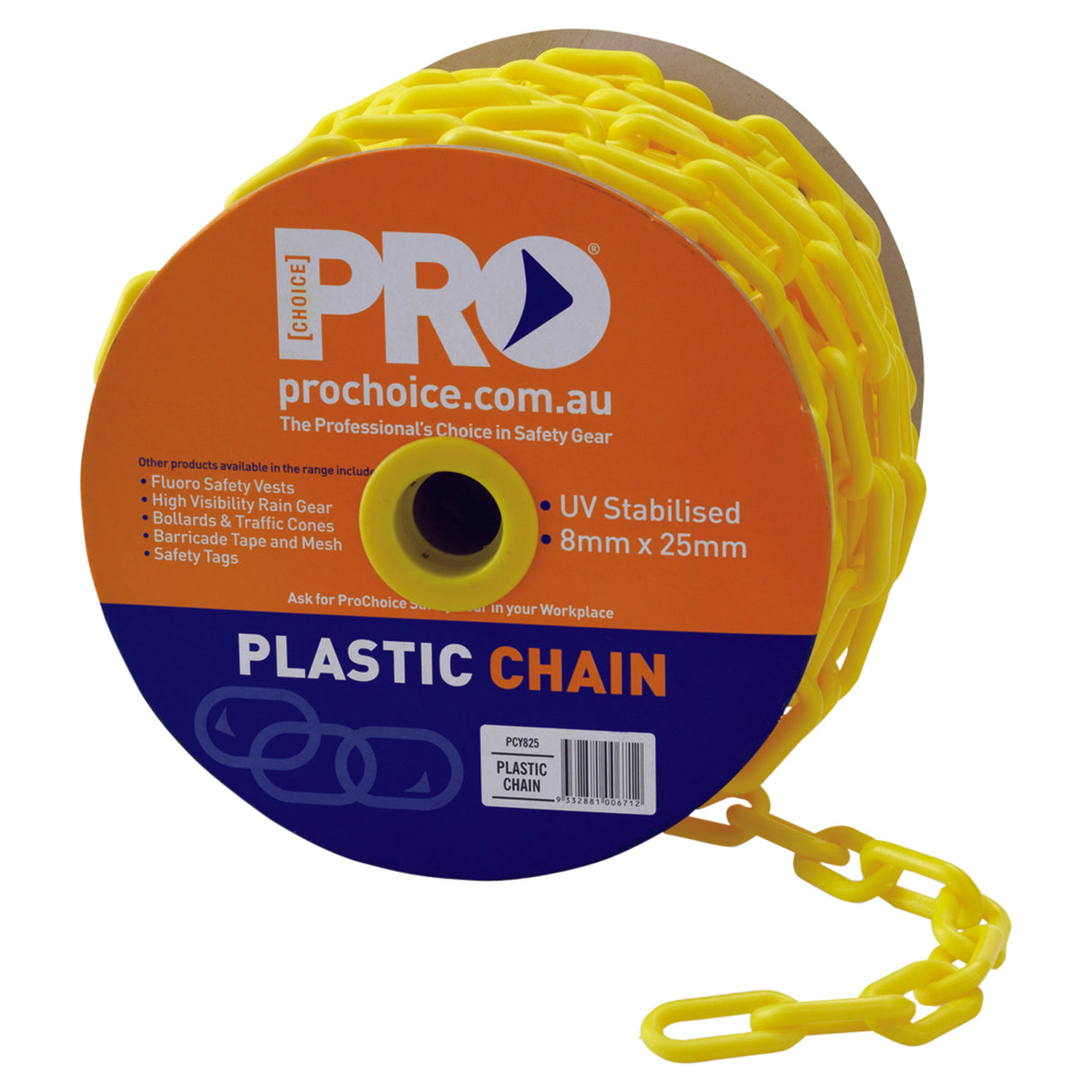 Plastic Safety Chain Yellow 8mm X 25M