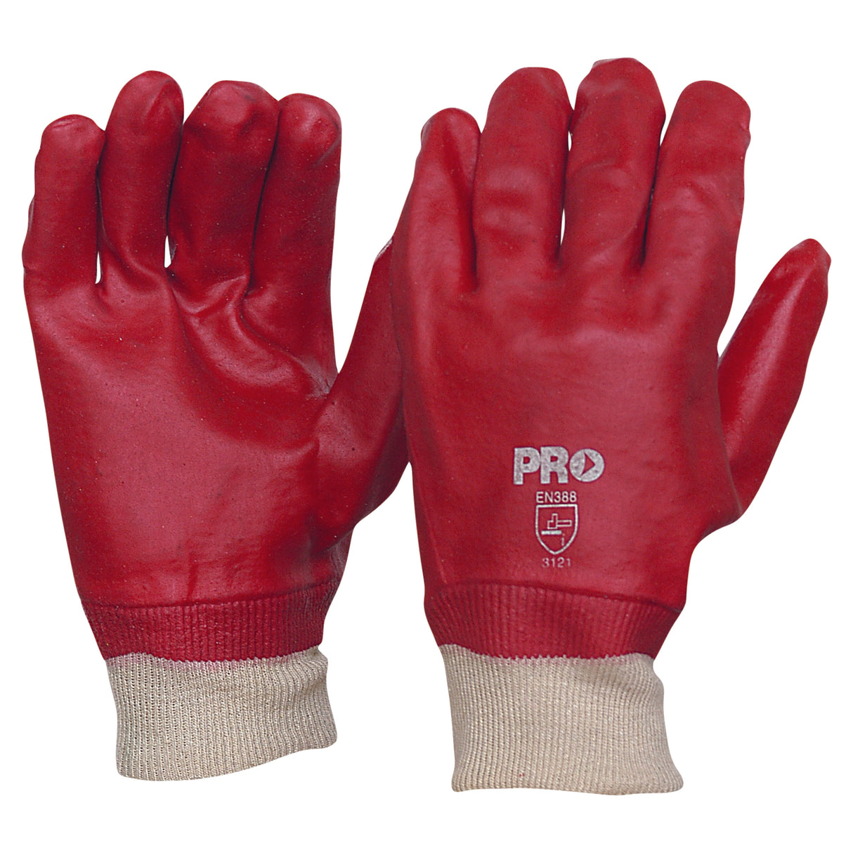 27cm Red PVC/Knit Wrist Gloves (12 Pair)