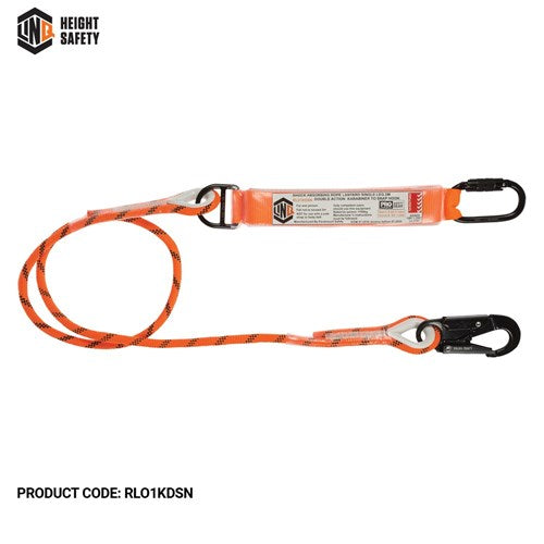 Single Leg Kernmantle 2M Shock Absorb Rope Lanyard With Hardware Kd & Sn