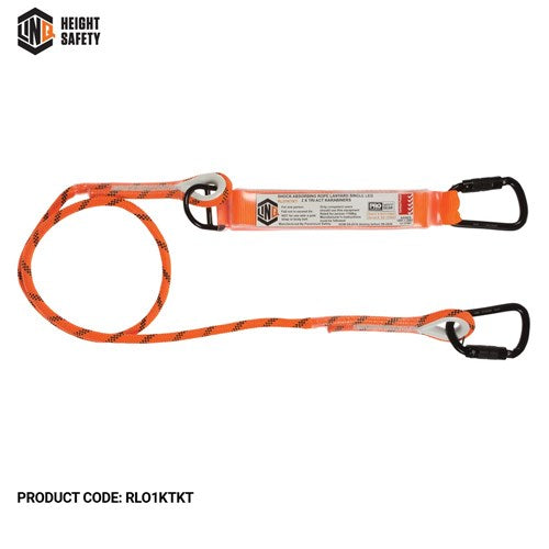 Single Leg Kernmantle 2M Shock Absorb Rope Lanyard With Hardware Kt X2